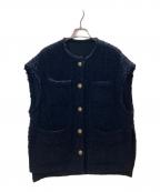 ROPEロペ）の古着「ニットツイードジレ」｜ブラック