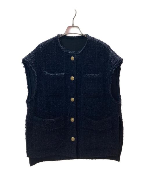 ROPE（ロペ）ROPE (ロペ) ニットツイードジレ ブラック サイズ:38の古着・服飾アイテム