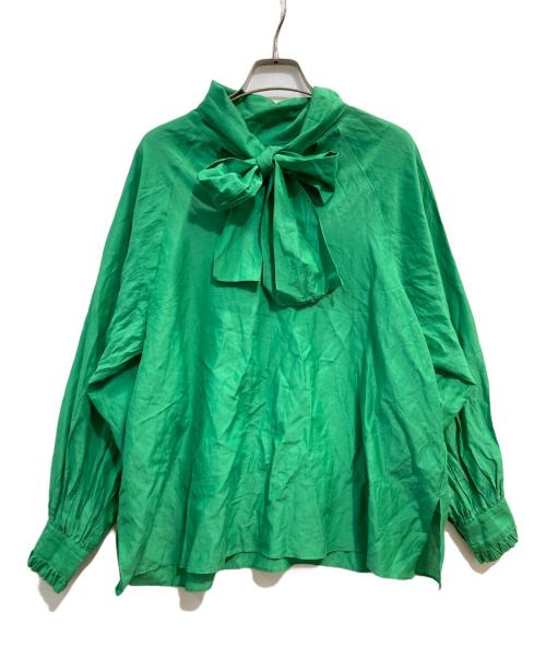 ROPE（ロペ）ROPE (ロペ) 前後2WAY袖ボリュームボウタイ付きブラウス グリーン サイズ:38の古着・服飾アイテム