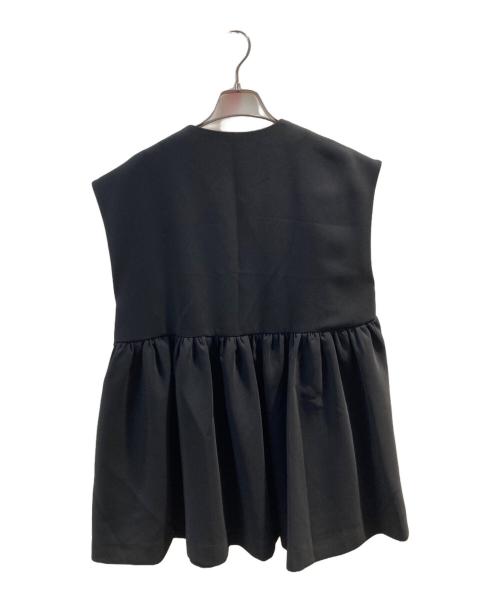 anana（アナナ）ANANA (アナナ) Vネックギャザーペプラムベスト ブラック サイズ:Fの古着・服飾アイテム