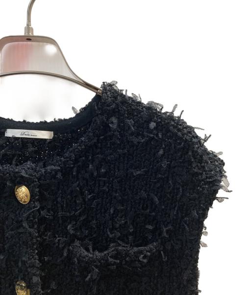 Droite lautreamont（ドロワットロートレアモン）Droite Lautreamont (ドロワットロートレアモン) チュールMIXツイードジレ ブラック サイズ:2の古着・服飾アイテム