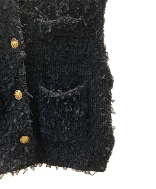 Droite lautreamont（ドロワットロートレアモン）Droite Lautreamont (ドロワットロートレアモン) チュールMIXツイードジレ ブラック サイズ:2の古着・服飾アイテム