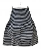 BORDERS at BALCONYボーダーズアットバルコニー）の古着「BORDER FLARE SKIRT」｜ブラック×ホワイト