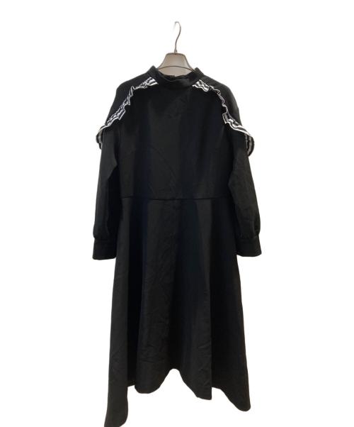BORDERS at BALCONY（ボーダーズアットバルコニー）BORDERS AT BALCONY (ボーダーズアットバルコニー) ボーダーフリルワンピース ブラック サイズ:38の古着・服飾アイテム