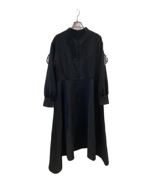 BORDERS at BALCONY（ボーダーズアットバルコニー）BORDERS AT BALCONY (ボーダーズアットバルコニー) ボーダーフリルワンピース ブラック サイズ:38の古着・服飾アイテム