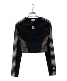 darich（ダーリッチ）の古着「レースドッキングラインクロップドトップス」｜ブラック