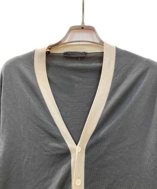 PRADA（プラダ）PRADA (プラダ) ウールバイカラーカーディガン グレー サイズ:44の古着・服飾アイテム