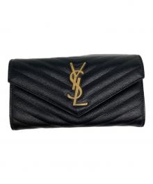 Yves Saint Laurent（イヴサンローラン）の古着「キャビアスキンアコーディオンウォレット」｜ブラック