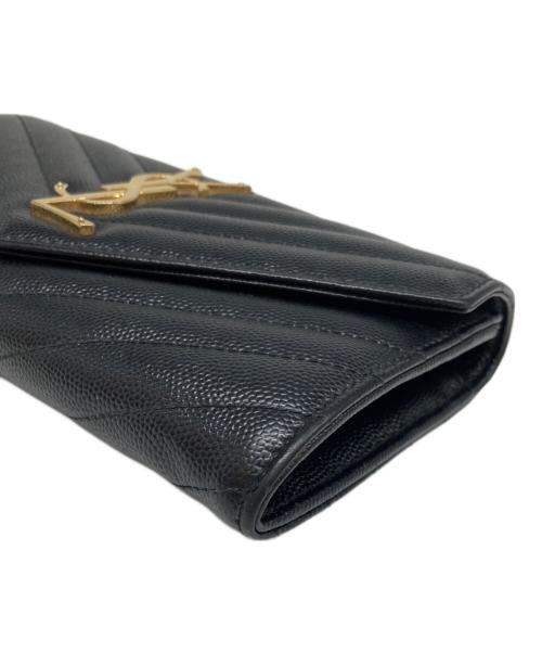 Yves Saint Laurent（イヴサンローラン）Yves Saint Laurent (イヴサンローラン) キャビアスキンアコーディオンウォレット ブラックの古着・服飾アイテム