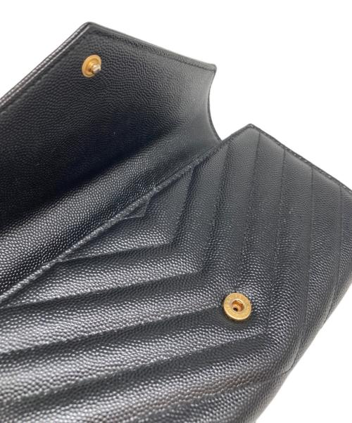 Yves Saint Laurent（イヴサンローラン）Yves Saint Laurent (イヴサンローラン) キャビアスキンアコーディオンウォレット ブラックの古着・服飾アイテム