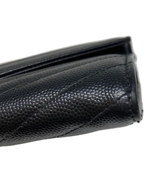 Yves Saint Laurent（イヴサンローラン）Yves Saint Laurent (イヴサンローラン) キャビアスキンアコーディオンウォレット ブラックの古着・服飾アイテム