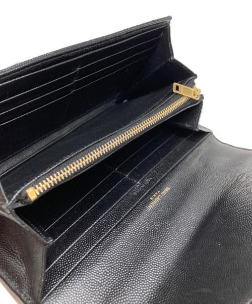 Yves Saint Laurent（イヴサンローラン）Yves Saint Laurent (イヴサンローラン) キャビアスキンアコーディオンウォレット ブラックの古着・服飾アイテム