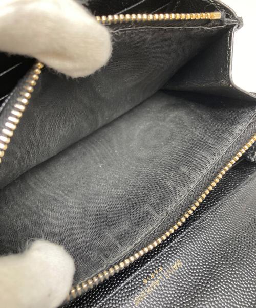 Yves Saint Laurent（イヴサンローラン）Yves Saint Laurent (イヴサンローラン) キャビアスキンアコーディオンウォレット ブラックの古着・服飾アイテム