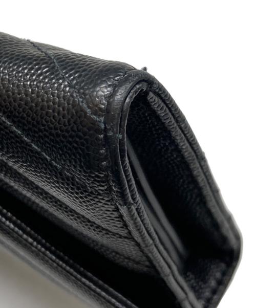 Yves Saint Laurent（イヴサンローラン）Yves Saint Laurent (イヴサンローラン) キャビアスキンアコーディオンウォレット ブラックの古着・服飾アイテム