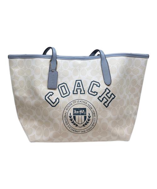 COACH（コーチ）COACH (コーチ) トートバッグ ベージュ×ブルーの古着・服飾アイテム