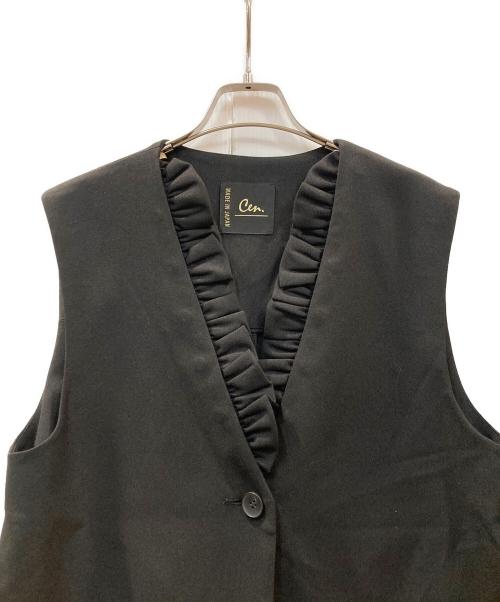 Cen.（セン）Cen. (セン) フリルジレ ブラック サイズ:FREEの古着・服飾アイテム