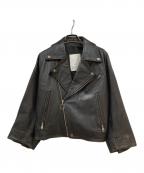 ELENDEEKエレンディーク）の古着「ラムレザーダブルライダースレザージャケット」｜ブラック
