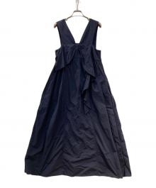 LANVIN en Bleu（ランバンオンブルー）の古着「アシンメラッフルノースリーブワンピース」｜ネイビー