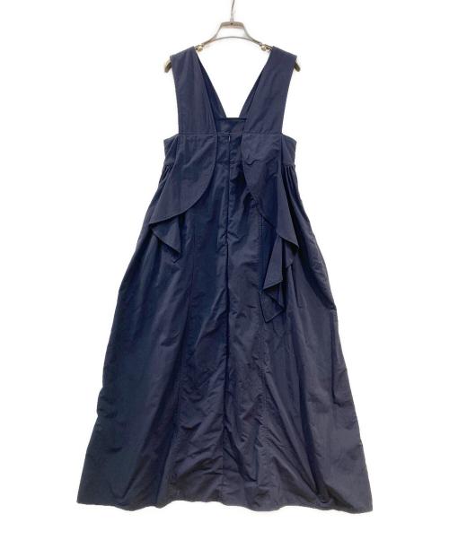 LANVIN en Bleu（ランバンオンブルー）LANVIN en Bleu (ランバンオンブルー) アシンメラッフルノースリーブワンピース ネイビー サイズ:36の古着・服飾アイテム