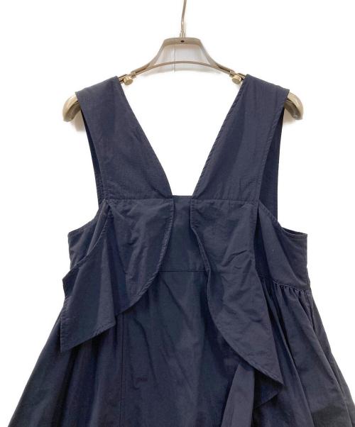 LANVIN en Bleu（ランバンオンブルー）LANVIN en Bleu (ランバンオンブルー) アシンメラッフルノースリーブワンピース ネイビー サイズ:36の古着・服飾アイテム