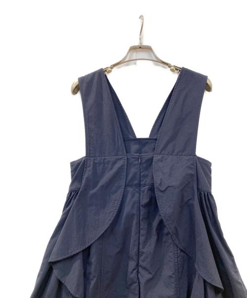 LANVIN en Bleu（ランバンオンブルー）LANVIN en Bleu (ランバンオンブルー) アシンメラッフルノースリーブワンピース ネイビー サイズ:36の古着・服飾アイテム