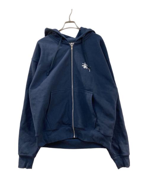 stussy（ステューシー）stussy (ステューシー) BASIC STUSSY ZIP HOODIE ネイビー サイズ:Lの古着・服飾アイテム
