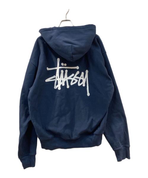 stussy（ステューシー）stussy (ステューシー) BASIC STUSSY ZIP HOODIE ネイビー サイズ:Lの古着・服飾アイテム