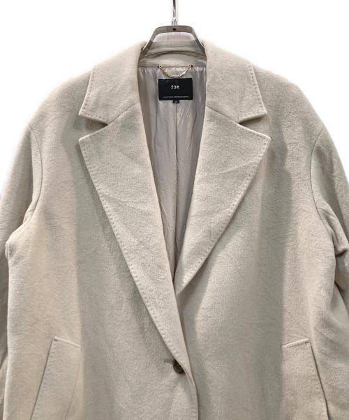 23区（ニジュウサンク）23区 (ニジュウサンク) アンゴラミックスウールコート ベージュ サイズ:40の古着・服飾アイテム