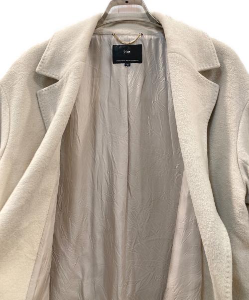 23区（ニジュウサンク）23区 (ニジュウサンク) アンゴラミックスウールコート ベージュ サイズ:40の古着・服飾アイテム