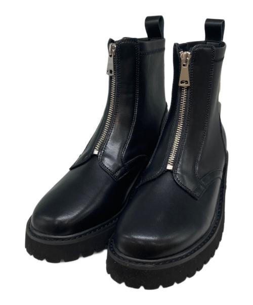 nouer（ヌエール）nouer (ヌエール) フロントジップブーツ ブラック サイズ:39 未使用品の古着・服飾アイテム