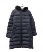 green label relaxingグリーンレーベルリラクシング）の古着「GREENDOWN ハッスイ FURコート」｜ネイビー