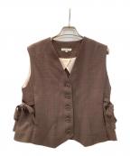 YORIヨリ）の古着「リネンライクショートジレ」｜ブラウン