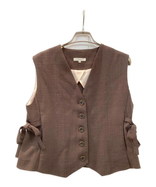 YORI（ヨリ）yori (ヨリ) リネンライクショートジレ ブラウン サイズ:36の古着・服飾アイテム