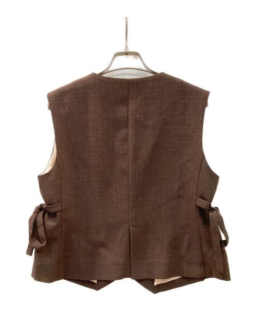 YORI（ヨリ）yori (ヨリ) リネンライクショートジレ ブラウン サイズ:36の古着・服飾アイテム