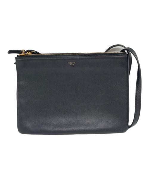 CELINE（セリーヌ）CELINE (セリーヌ) TRIO LARGE トリオ ラージ ショルダーバッグ ブラックの古着・服飾アイテム