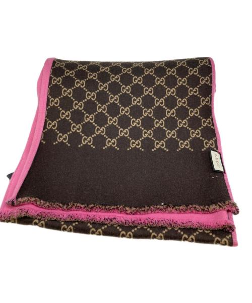 GUCCI（グッチ）GUCCI (グッチ) GG ジャガードマフラー ピンクの古着・服飾アイテム