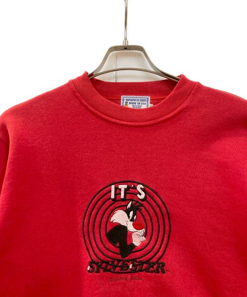 WARNER BROS（ワーナーブラザース）warner bros (ワーナーブラザース) 90's 刺繍スウェット レッド サイズ:Sの古着・服飾アイテム