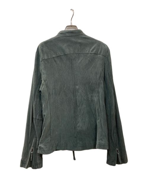 HERITAGE STONE（ヘリテージストーン）HERITAGE STONE (ヘリテージストーン) ゴートレザーシングルライダースジャケット グリーン サイズ:Lの古着・服飾アイテム