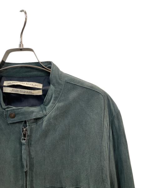 HERITAGE STONE（ヘリテージストーン）HERITAGE STONE (ヘリテージストーン) ゴートレザーシングルライダースジャケット グリーン サイズ:Lの古着・服飾アイテム