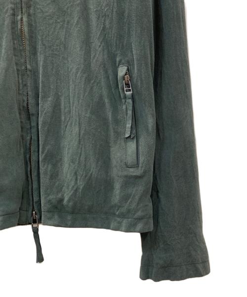 HERITAGE STONE（ヘリテージストーン）HERITAGE STONE (ヘリテージストーン) ゴートレザーシングルライダースジャケット グリーン サイズ:Lの古着・服飾アイテム