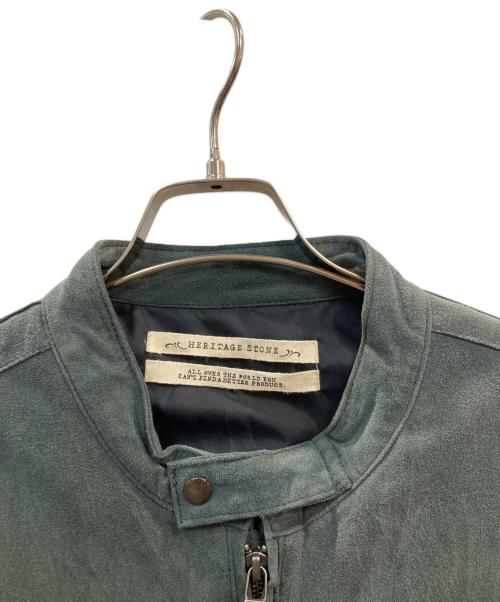 HERITAGE STONE（ヘリテージストーン）HERITAGE STONE (ヘリテージストーン) ゴートレザーシングルライダースジャケット グリーン サイズ:Lの古着・服飾アイテム