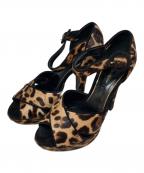 DOLCE & GABBANAドルチェ＆ガッバーナ）の古着「レオパードアンクルストラップサンダル」｜ベージュ