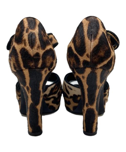 DOLCE & GABBANA（ドルチェ＆ガッバーナ）DOLCE & GABBANA (ドルチェ＆ガッバーナ) レオパードアンクルストラップサンダル ベージュ サイズ:381／2の古着・服飾アイテム