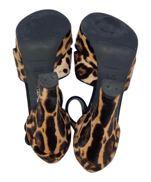 DOLCE & GABBANA（ドルチェ＆ガッバーナ）DOLCE & GABBANA (ドルチェ＆ガッバーナ) レオパードアンクルストラップサンダル ベージュ サイズ:381／2の古着・服飾アイテム