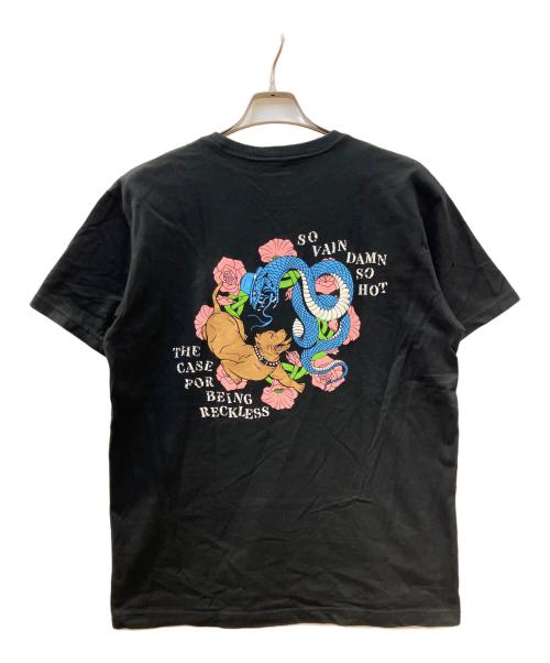 CALEE（キャリー）CALEE (キャリー) THE H.W.DOG&CO. (エイチダブリュードッグアンドコー) コラボプリントTシャツ ブラック サイズ:Lの古着・服飾アイテム