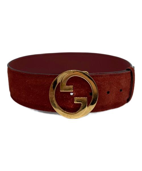 GUCCI（グッチ）GUCCI (グッチ) ブロンディ ワイドスウェードベルト レッドの古着・服飾アイテム