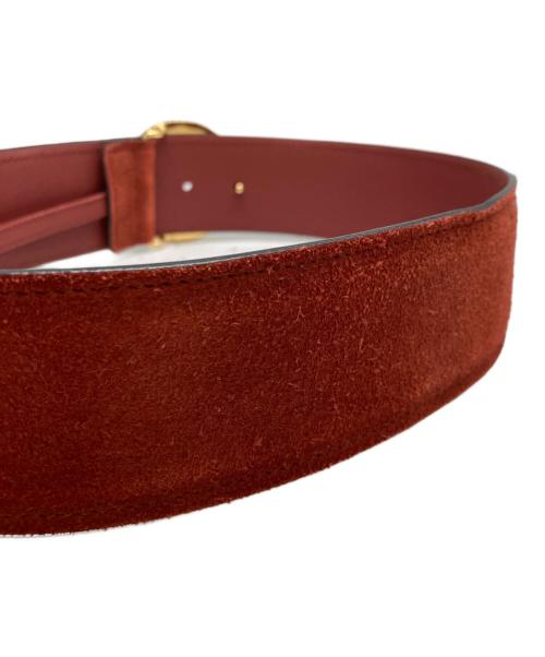 GUCCI（グッチ）GUCCI (グッチ) ブロンディ ワイドスウェードベルト レッドの古着・服飾アイテム