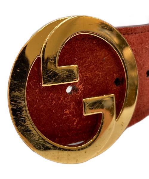 GUCCI（グッチ）GUCCI (グッチ) ブロンディ ワイドスウェードベルト レッドの古着・服飾アイテム