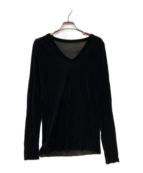 Whim Gazette（ウィムガゼット）Whim Gazette (ウィムガゼット) フロッキーバックシャンカットソー ブラック サイズ:F 未使用品の古着・服飾アイテム