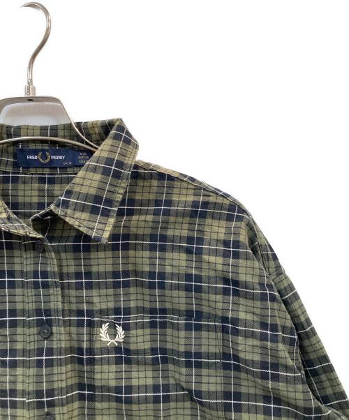 FRED PERRY（フレッドペリー）FRED PERRY (フレッドペリー) CHECK OXFORD SHIRT DRESS シャツワンピース グリーン サイズ:36の古着・服飾アイテム